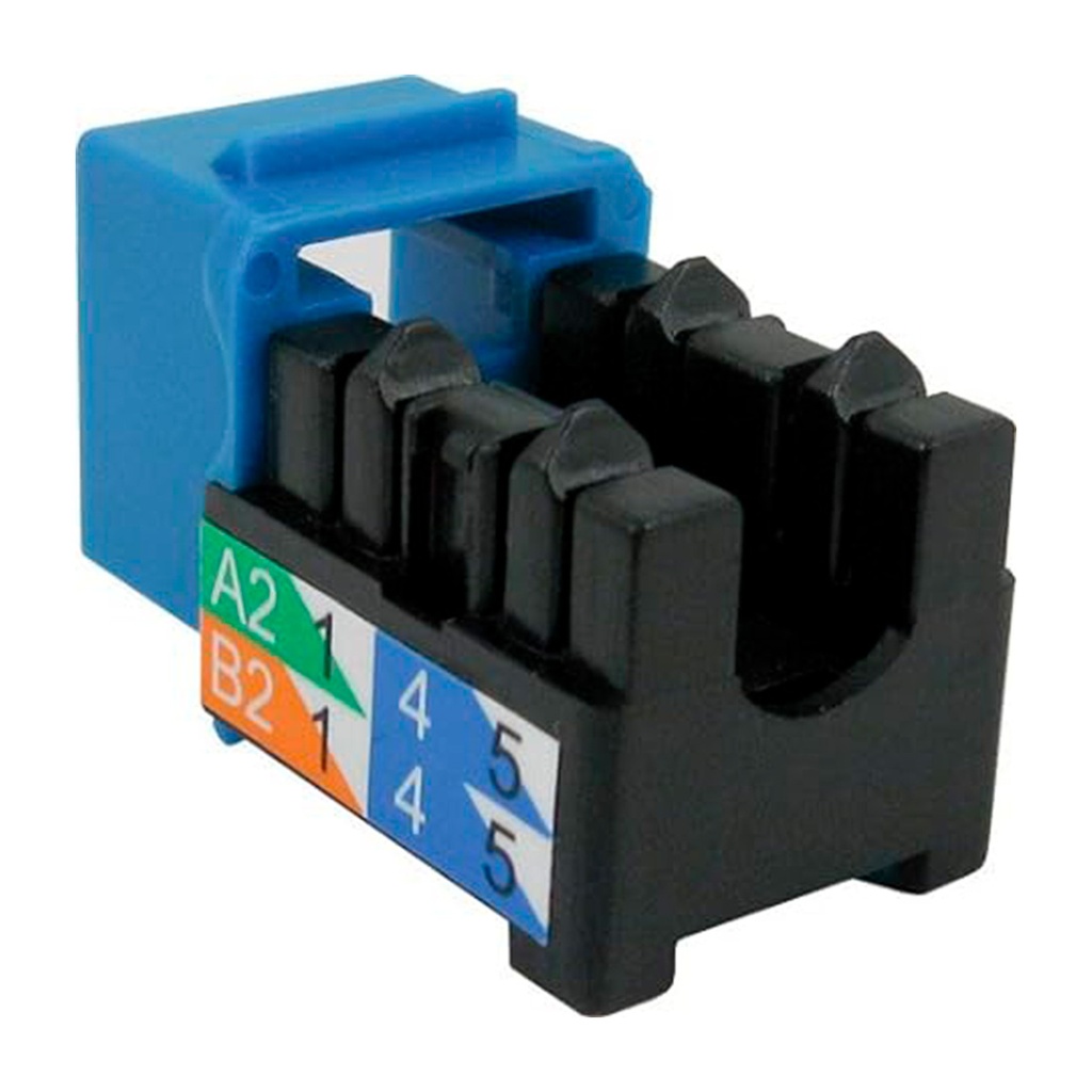 ​352-V2714/BL, Jacks cat 6 azul, 1Gb/s a 550mhz, 50 micras baño de oro, 750 inserciones plug jack, color azul