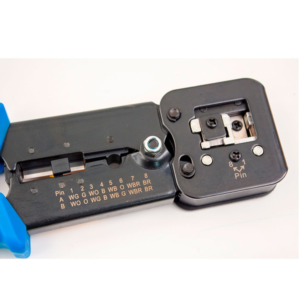 078-2152/EZC, Pinzas para rematar plugs RJ45 tipo Pass through, corte y pelado incorporada