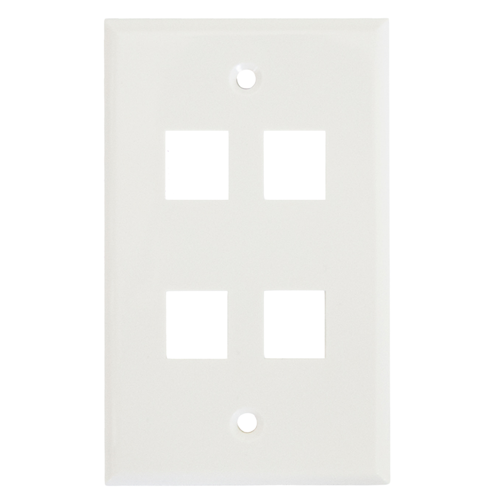 ENS-FP64, Placa de pared universal, 4 puertos tipo Keyconnect, uso interior material plástico ABS, color blanco