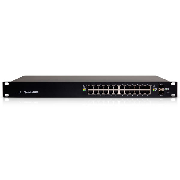 ES-24-250W,  EdgeSwitch PoE 802.3at/af y PoE 24V, 24 x GigaEth, 2 x SFP, 250W, Para 19'' 1 UR