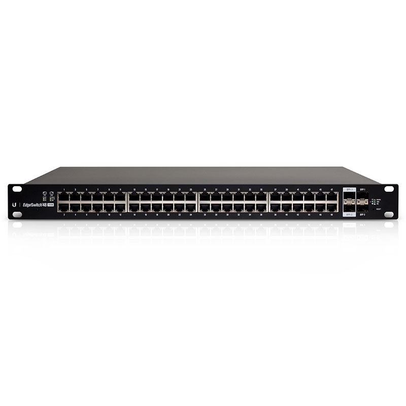 ES-48-750W,  EdgeSwitch PoE 802.3at/af y PoE 24V, 48 x GigaEth, 2 SFP y 2 SFP+, 750W, Para 19'' 1 UR