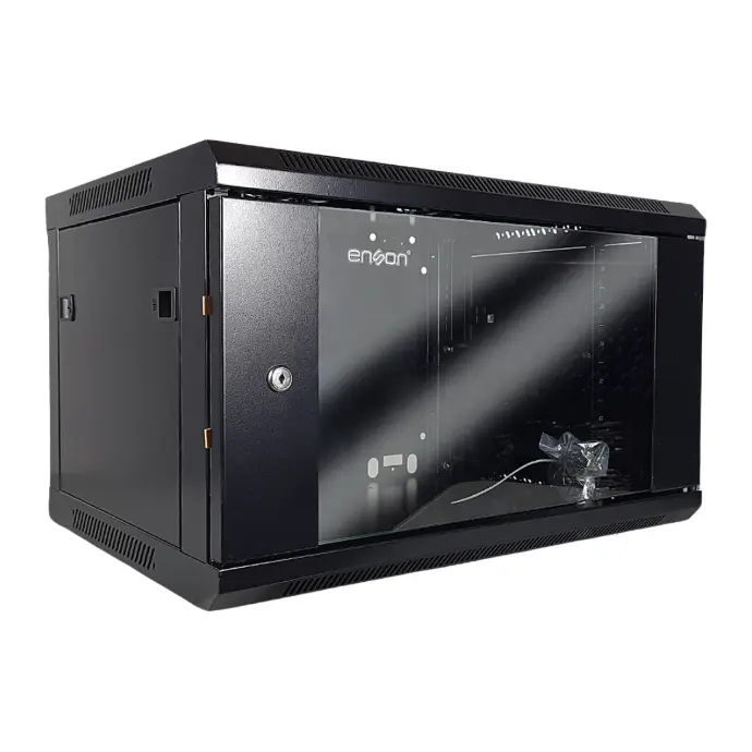 ENS-RKGB6UD, Gabinete de pared ENSON 6UR puerta frontal de cristal templado con cerradura