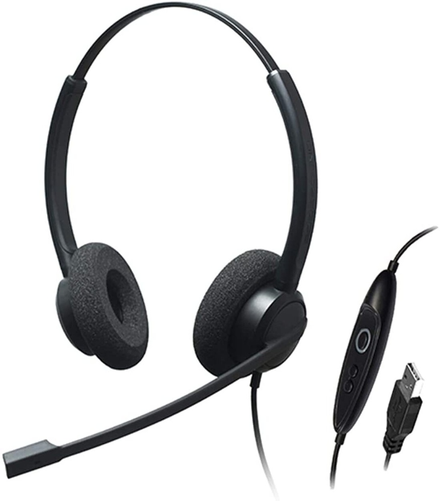 CRYSTAL SR2732, Diadema Profesional USB, accesible, control mute y vol, (Binaural)
