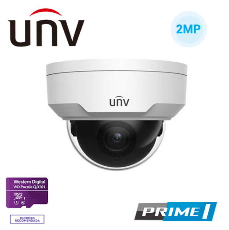 IPC322SB-DF28K-I0, CAMARA IP DOMO UNV IPC322SB-DF28K-I0 / 2MP LENTE 2.8MM / ULTRA265 / 120DB WDR / 30M IR / IP67 / IK10 / 12VDC & POE / ANALITICA SMART INTRUSION PREVENTION / LIGHTHUNTER / SOPORTA MICRO SD / ALARM IN-OUT / AUDIO IN-OUT (SERIE PRIME I)