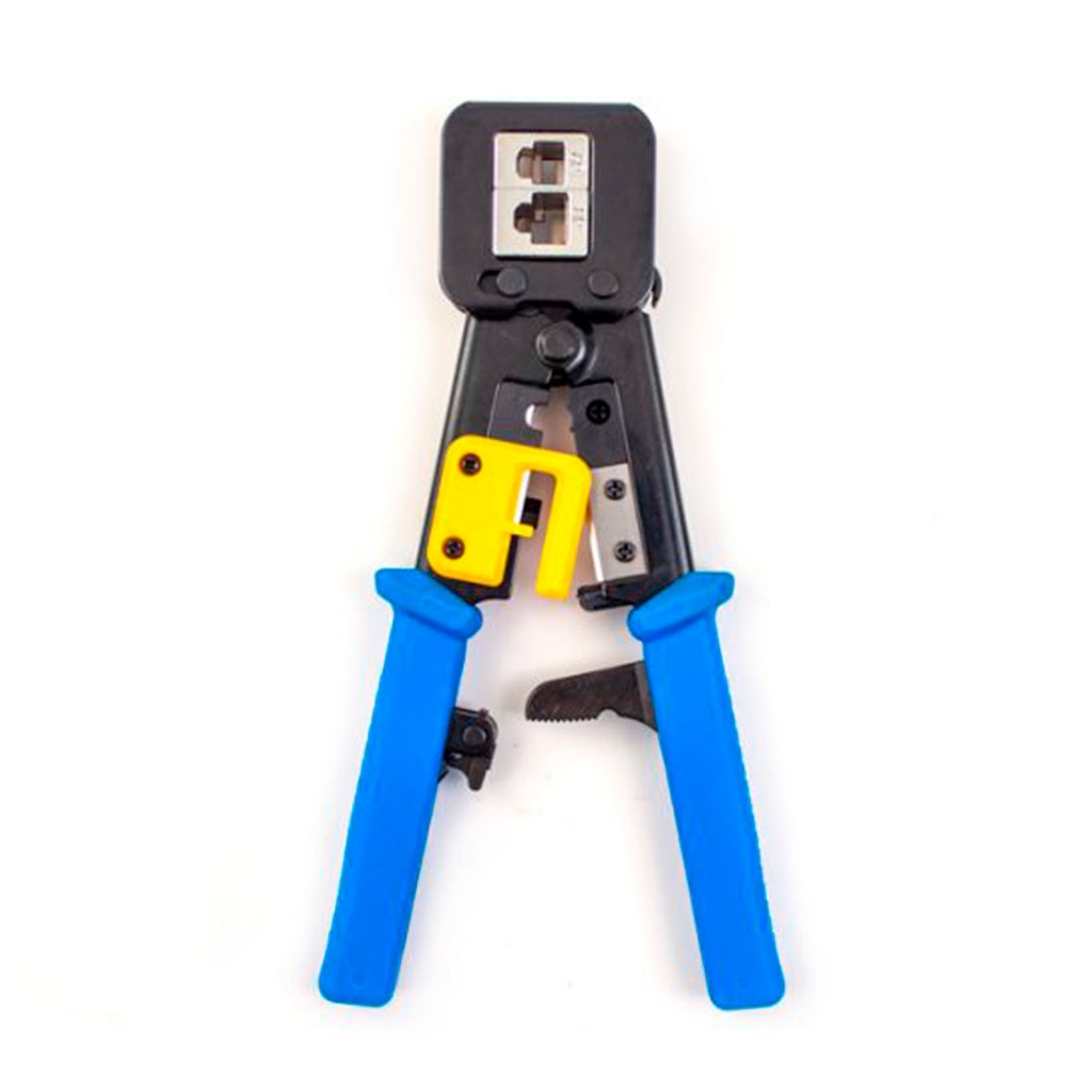 078-2152/EZC, Pinzas para rematar plugs RJ45 de alimentación pasante, corte y pelado incorporada