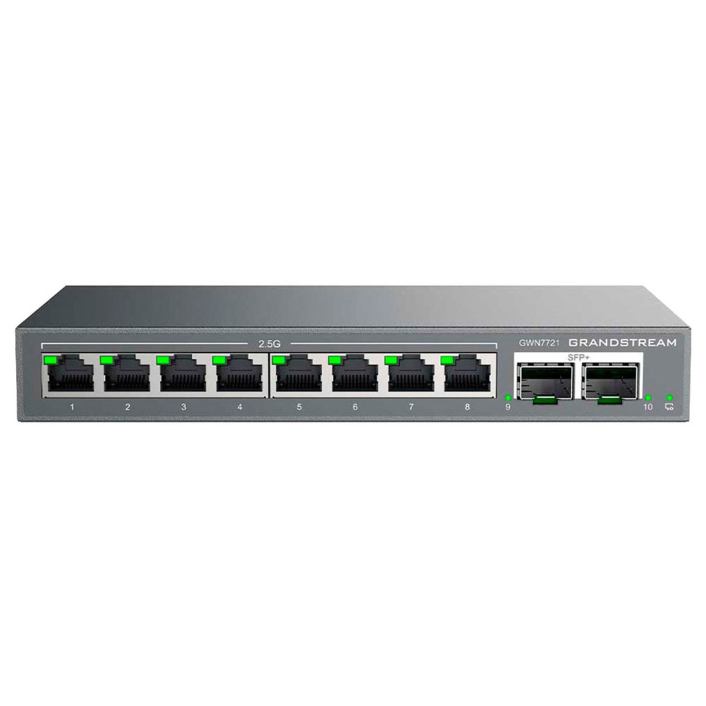 GWN7721, Switch Administrable Capa 2-lite, 8 puertos 2.5GEth, 2 puertos SFP+ de 10G