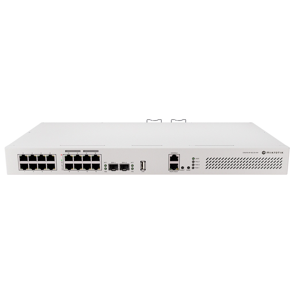 CRS418-8P-8G-2S+RM, Router Switch 17xGEth, 8xPoE/at, 2xSFP+10G  RouterOS L5, 1UR, doble PSU