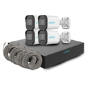 KIT-IPC-B122&NVR-104S3-P4, Kit 4 Cámaras IP Bullet 2MP, 2.8mm, PoE-af, Exteriores, NVR de 4 puertos PoE y 4 cables Cat6 de 18m