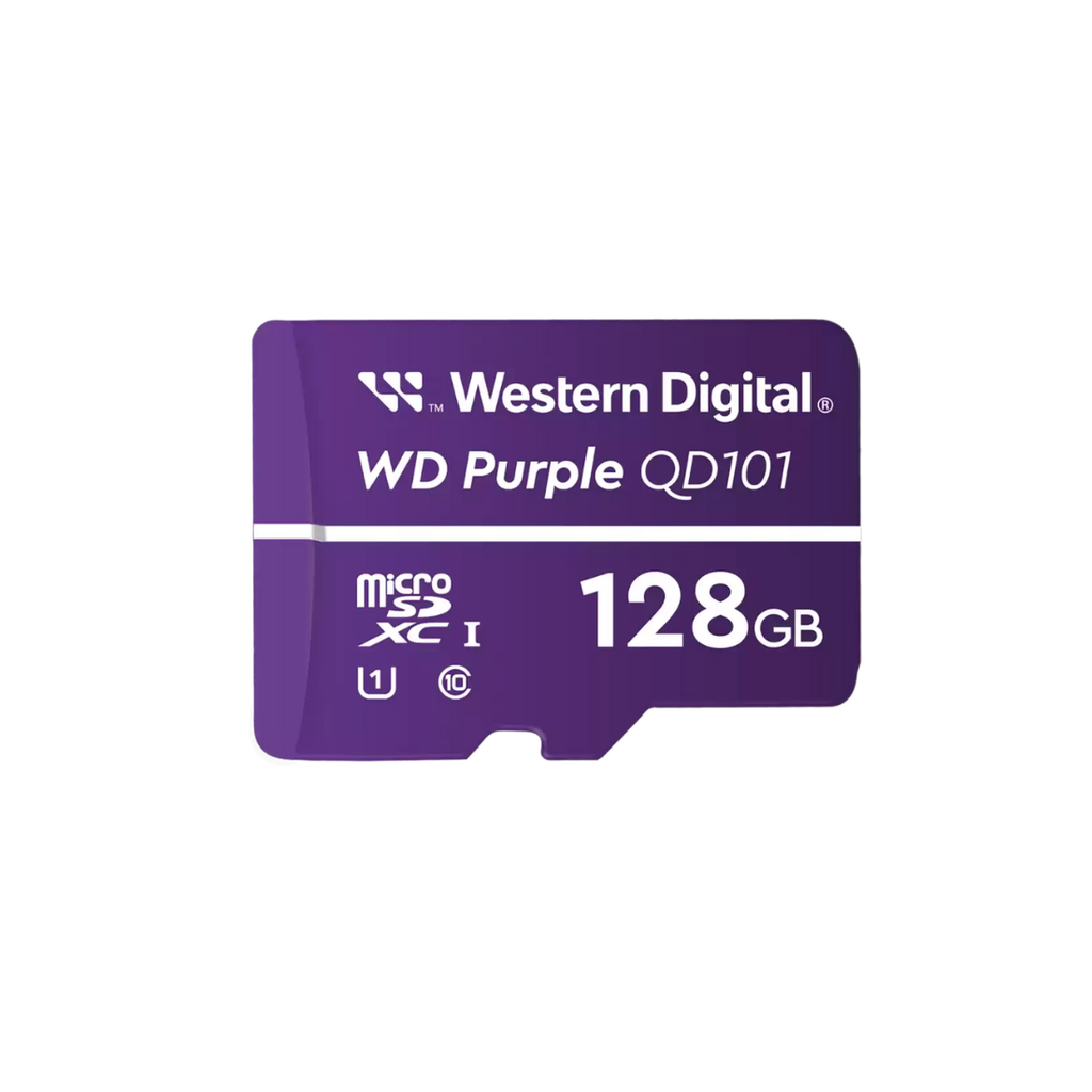 WDD128G1P0C, Tarjeta Memoria MicroSD XC 128GB, Serie Purple, para Videovigilancia 7x24. Ideal para IP-PBX, cámaras IP o DVR móviles