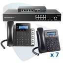PAQ-GCC-8GXP, Conmutador convergente, 8 teléfonos IP y switch, incluye: GCC6010, 7 x GXP1610, GXP1628 y GWN7801