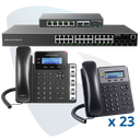 PAQ-GCC-24GXP, Conmutador convergente, 24 teléfonos IP y switch, incluye: GCC6010, 23 x GXP1610, GXP1628, GWN7803 y GCC-UC-50-EXT