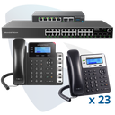 PAQ-GCC-24GXP-PLUS, Conmutador convergente, 24 teléfonos IP y switch, incluye: GCC6010, 23 x GXP1620, GXP1630, GWN7803 y GCC-UC-50-EXT