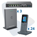 PAQ-GCC-24DP, Conmutador convergente, 24 teléfonos IP/DECT portátiles y estación base DECT, incluye: GCC6010, 24 x DP725, 3 x DP755 y GCC-UC-50-EXT