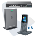 PAQ-GCC-8DP, Conmutador convergente, 8 teléfonos IP/DECT portátiles y estación base DECT, incluye: GCC6010, 8 x DP725 y DP755