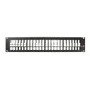 49255-H48, Panel de parcheo plano 48 puertos, para jacks QuickPort, 2UR negro.