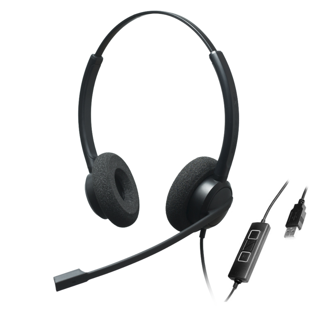 CRYSTAL UC2732D, Diadema Profesional USB, dos micrófonos, para ambientes ruidosos (Binaural)