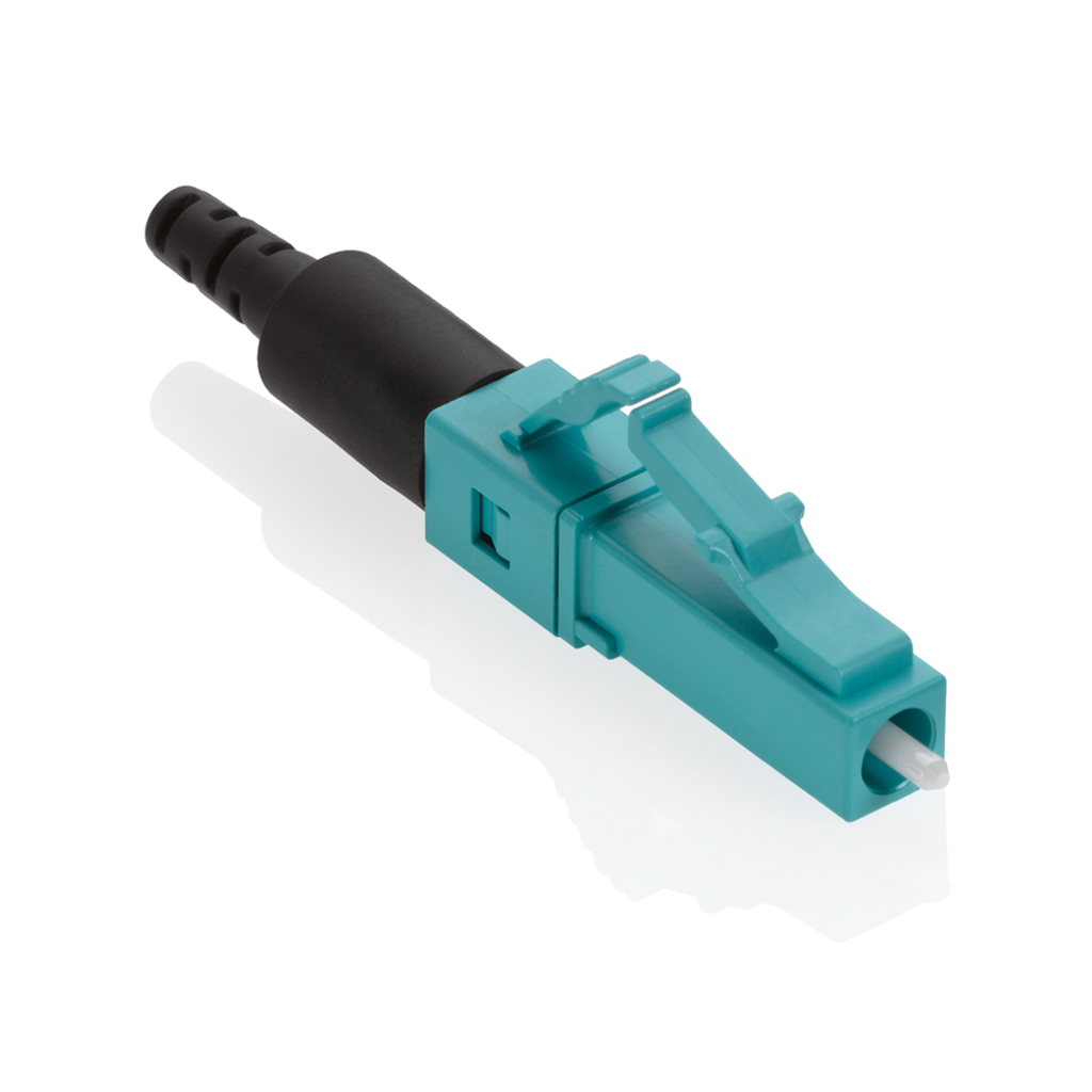 49991-LLC, Conector de fibra prepulido FASTCAM™, LC, multimodo de 50/125 μm, color aqua