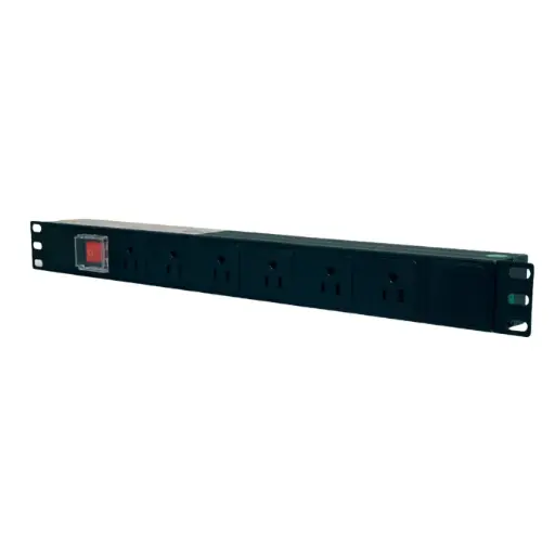 [ENS-PDU6] ENS-PDU6, Barra horizontal de 6 contactos eléctricos para rack, 1UR, 2.5 Amps