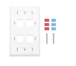 [LP-FP-24] LP-FP-24, Placa de pared, 4 puertos, Keystone, con  etiqueta, Blanco