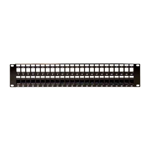 [043-384_48_2U] ​043-384/48/2U, Patch panel c/organizador posterior jacks vacio de 48 puertos