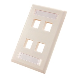 [305-319ID_4P_WH] ​305-319ID/4P/WH, Placa de pared con 4 puertos y espacios para identificar, color blanco acabado mate
