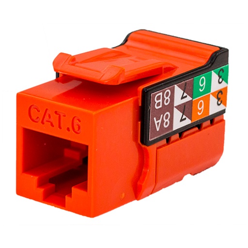 [352-V2707_OR] 352-V2707/OR, Jacks cat 6 naranja, 1Gb/s a 550mhz, 50 micras baño de oro, 750 inserciones plug jack, color naranja