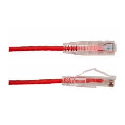 [077-2016_05RD] 077-2016/05RD, Patch Cord Cat 6A color rojo, 0.5 pies (15 cms), diámetro reducido, inyección de molde