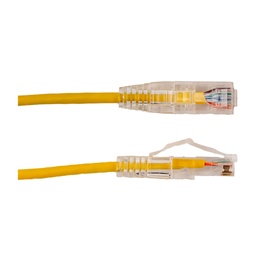 [077-2018_05YL] 077-2018/05YL, Patch Cord Cat 6A color amarillo, 0.5 pies (15 cms), diámetro reducido, inyección de molde