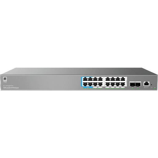 [GWN7802P Pro] GWN7802P Pro, Switch PoE Administrable capa 2++, 16 x GigaEth PoE/PoE+/PoE++ y 2 x 10Giga SFP+, 294.4w, 60w máx puerto PoE