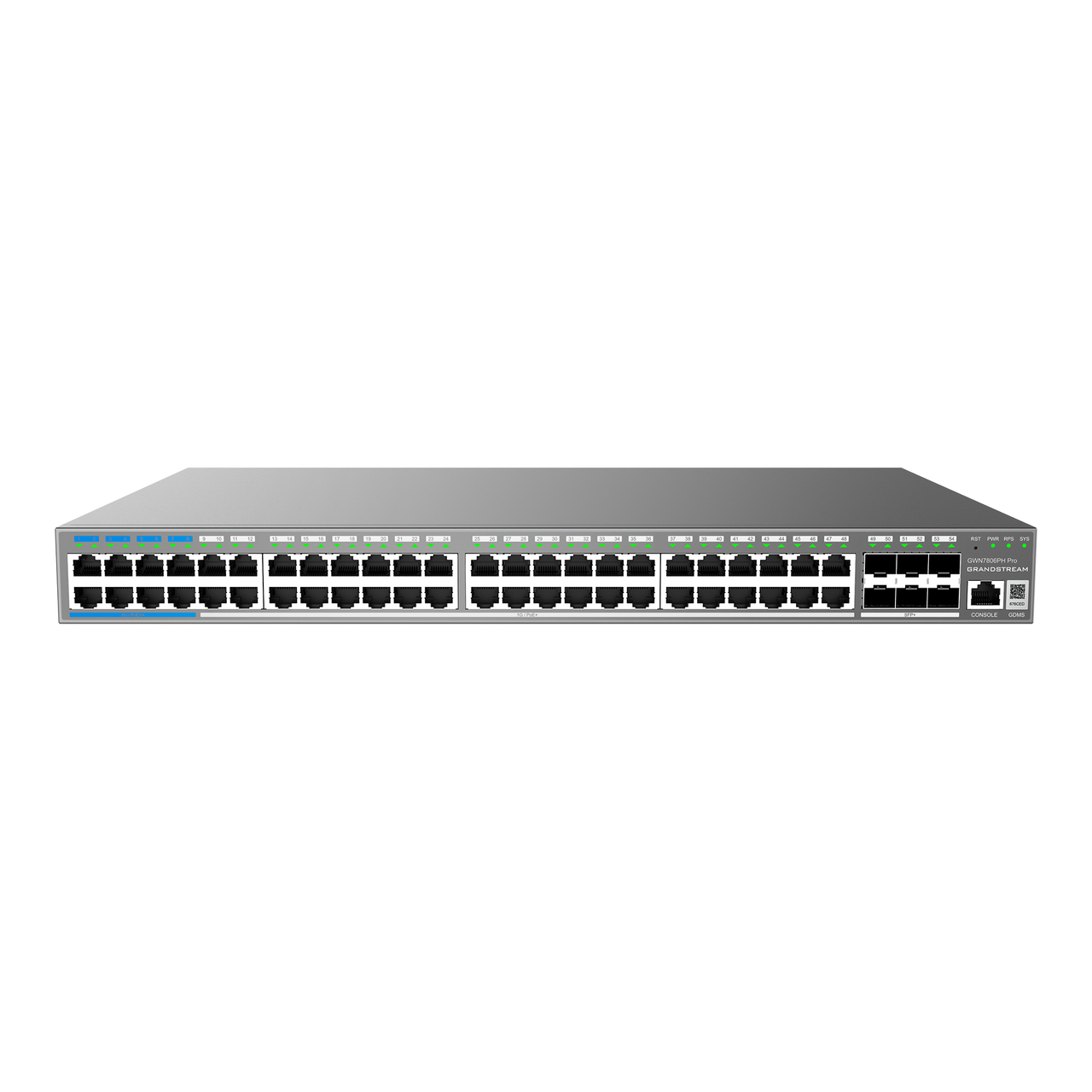 [GWN7806PH Pro] GWN7806PH Pro, Switch PoE Administrable capa 2++, 48 x GigaEth PoE/PoE+/PoE++ y 6 x 10Giga SFP+, 870.9w, 60w máx puerto PoE