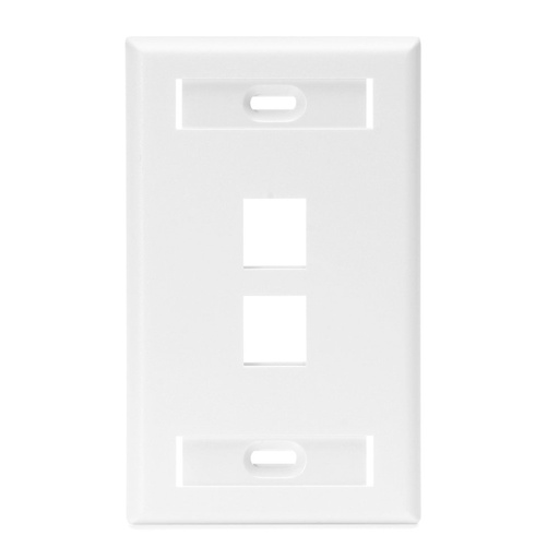 [42080-2WS] 42080-2WS, Placa de pared sencilla con dos ventana QuickPort y dos ranura para ID, color blanco