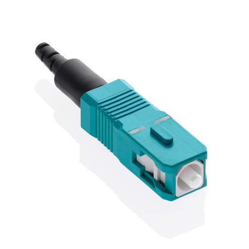 [49991-LSC] 49991-LSC, Conector de fibra prepulido FASTCAM™, SC, multimodo de 50/125 μm, color aqua