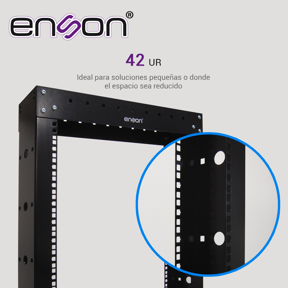 ENS-RACK244, RACK VERTICAL ENSON DE 42UR DOS POSTES EMPOTRABLE IDEAL PARA MONTAJE DE EQUIPOSD E RED