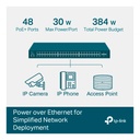 TL-SG3452P, Switch PoE administrable, 48 puertos Gigabit PoE y 4 SFP, 384W