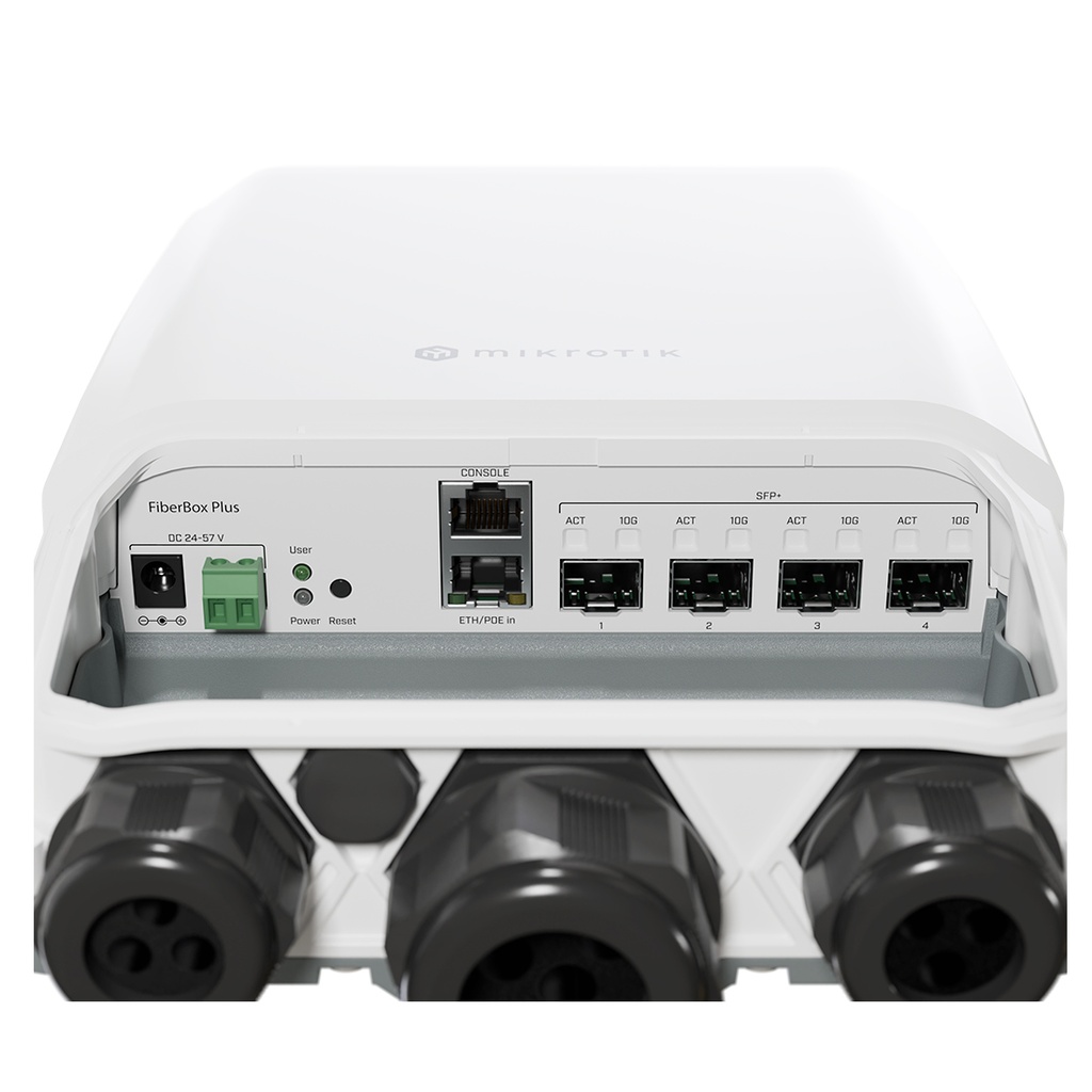 CRS305-1G-4S+OUT, Switch exteriores CPU 800MHz, 512MB RAM, 1 EthGb, 4 SFP+, RouterOS/SwitchOS