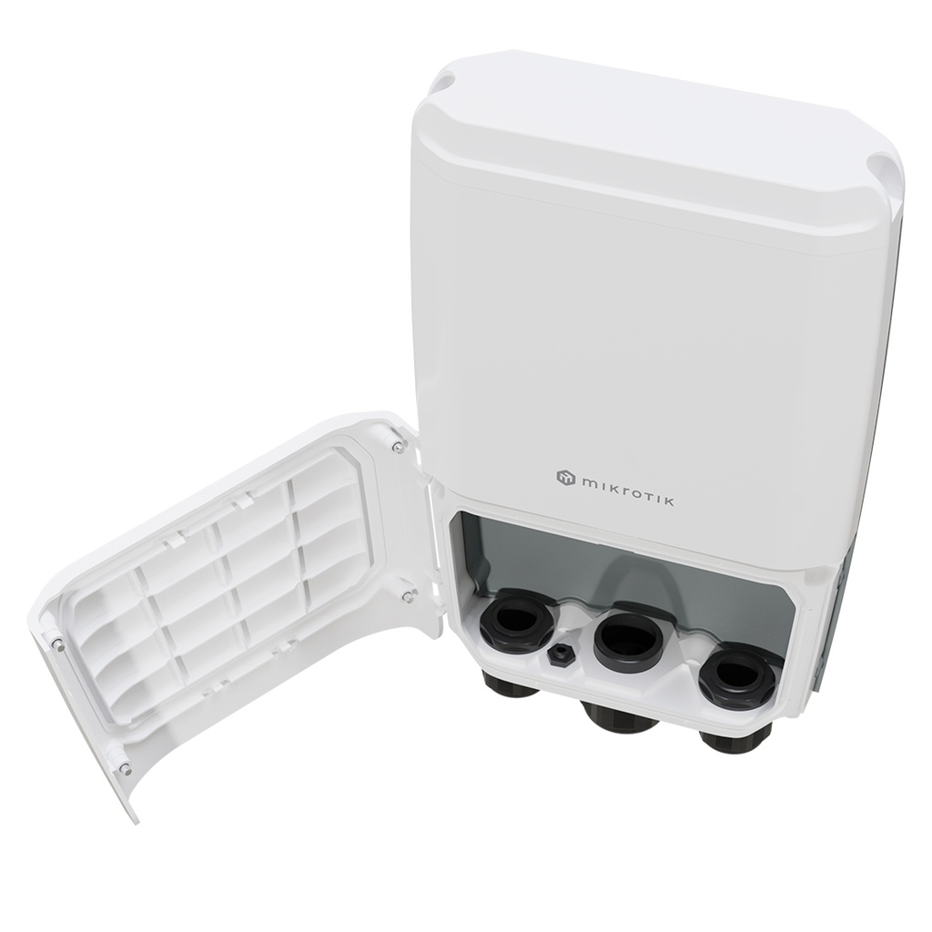 CRS504-4XQ-OUT, Switch exteriores CPU 650MHz, 128MB RAM, 1 Eth 10/100, 4 QSFP28 100G, CD jack y 802.3bt PoE-in, RouterOS