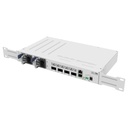 CRS504-4XQ-IN, Switch CPU 650MHz, 64MB RAM, 1 Eth 10/100, 4 QSFP28 100G, CA/CD y 802.3bt PoE-in, RouterOS