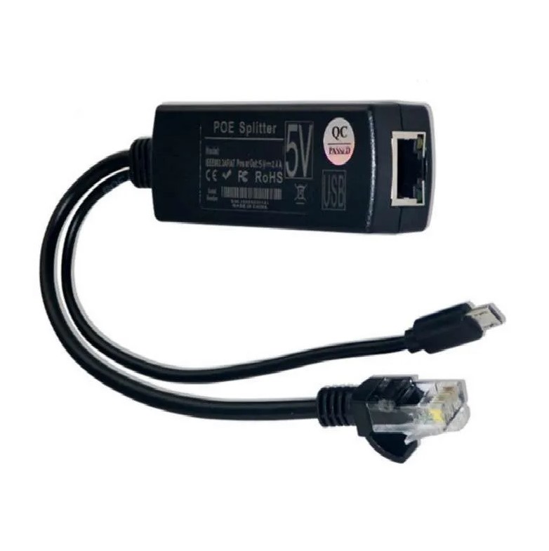 CT-PoEaf-Eth100_mUSB, Cable divisor de PoE 802.3af a Ethernet 10/100M + Micro USB 5V 2.4A