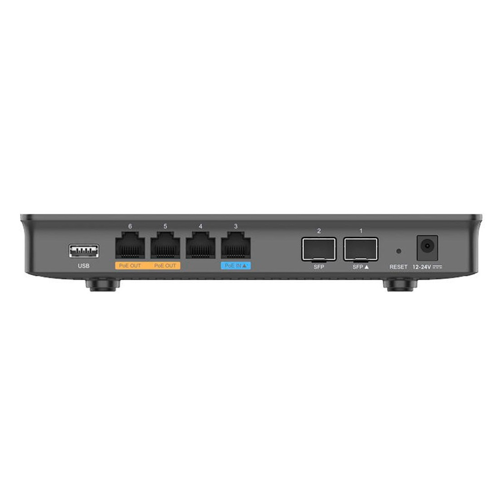 GWN7002, Ruteador Multi-WAN, Firewall y VPNs, 2xGigaSFP y 4xGigaEth configurables LAN/WAN