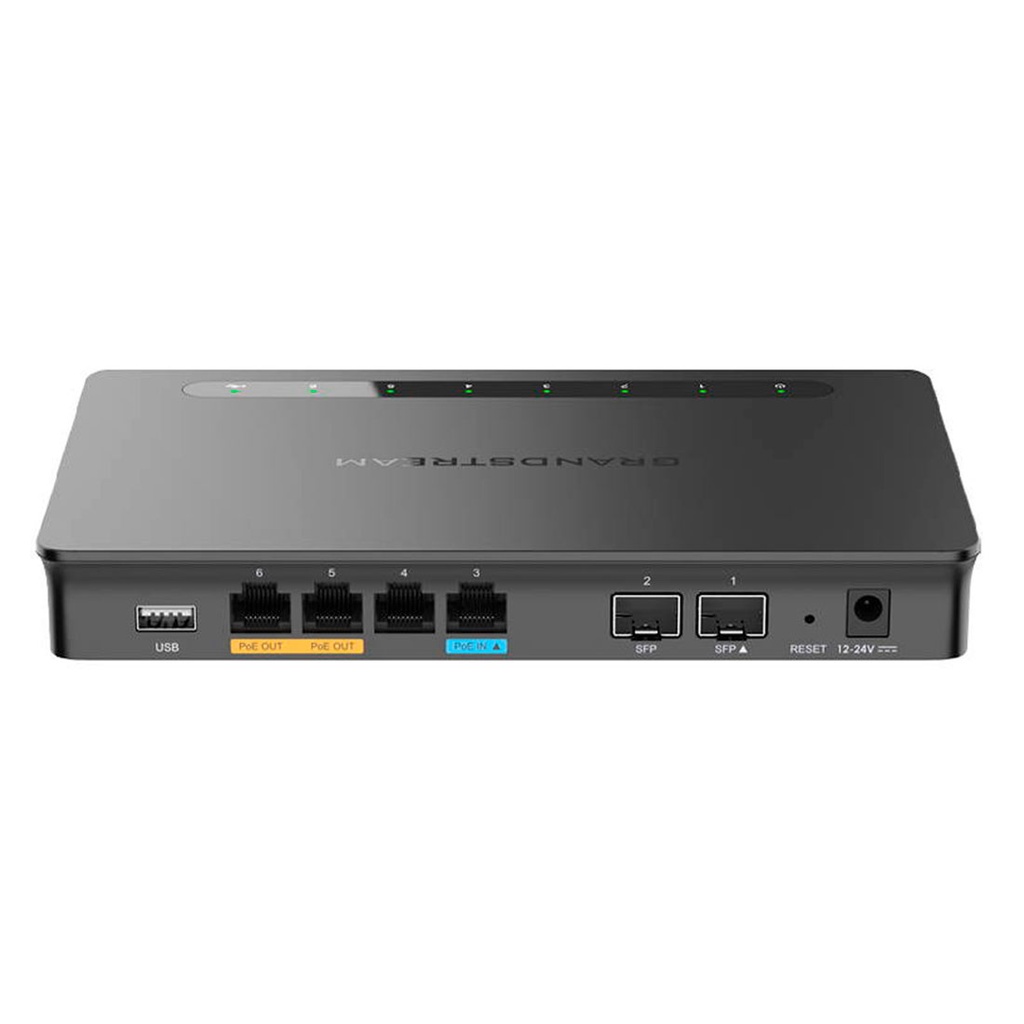 GWN7002, Ruteador Multi-WAN, Firewall y VPNs, 2xGigaSFP y 4xGigaEth configurables LAN/WAN