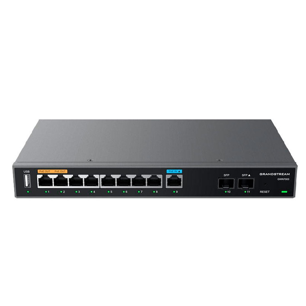 GWN7003, Ruteador Multi-WAN, Firewall y VPNs, 2xGigaSFP y 9xGigaEth configurables LAN/WAN