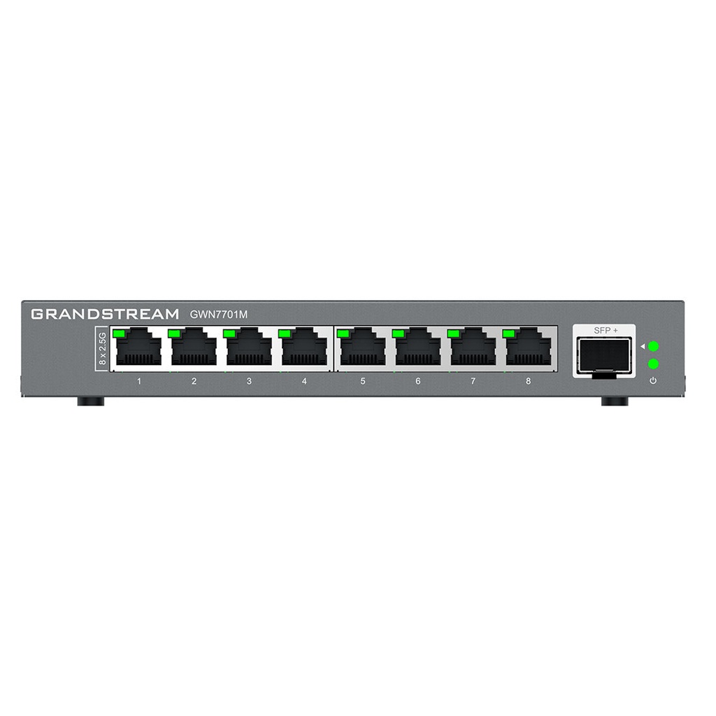 GWN7701M, Switch No Administrable, 8 puertos RJ45 de 100/1000/2500Mbps RJ45, 1× SFP+ para fibra
