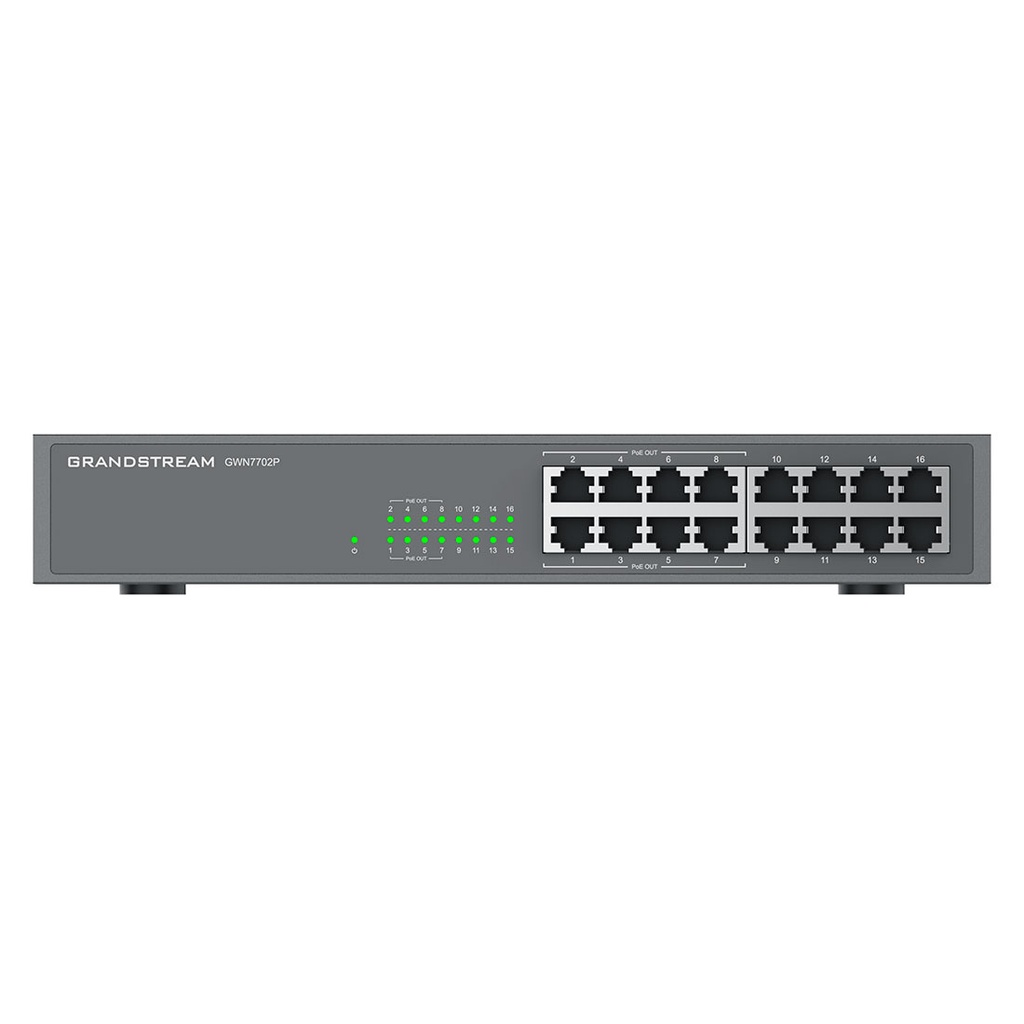 GWN7702P, Switch PoE No Administrable, 16 x GigaEth, 8 Puertos con PoE 802.3 af/at, 138w