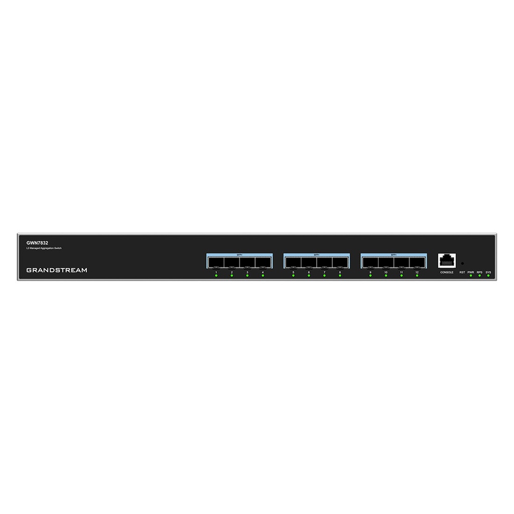 GWN7832, Switch de agregación Administrable capa 3, 12 x 10 Giga SFP+