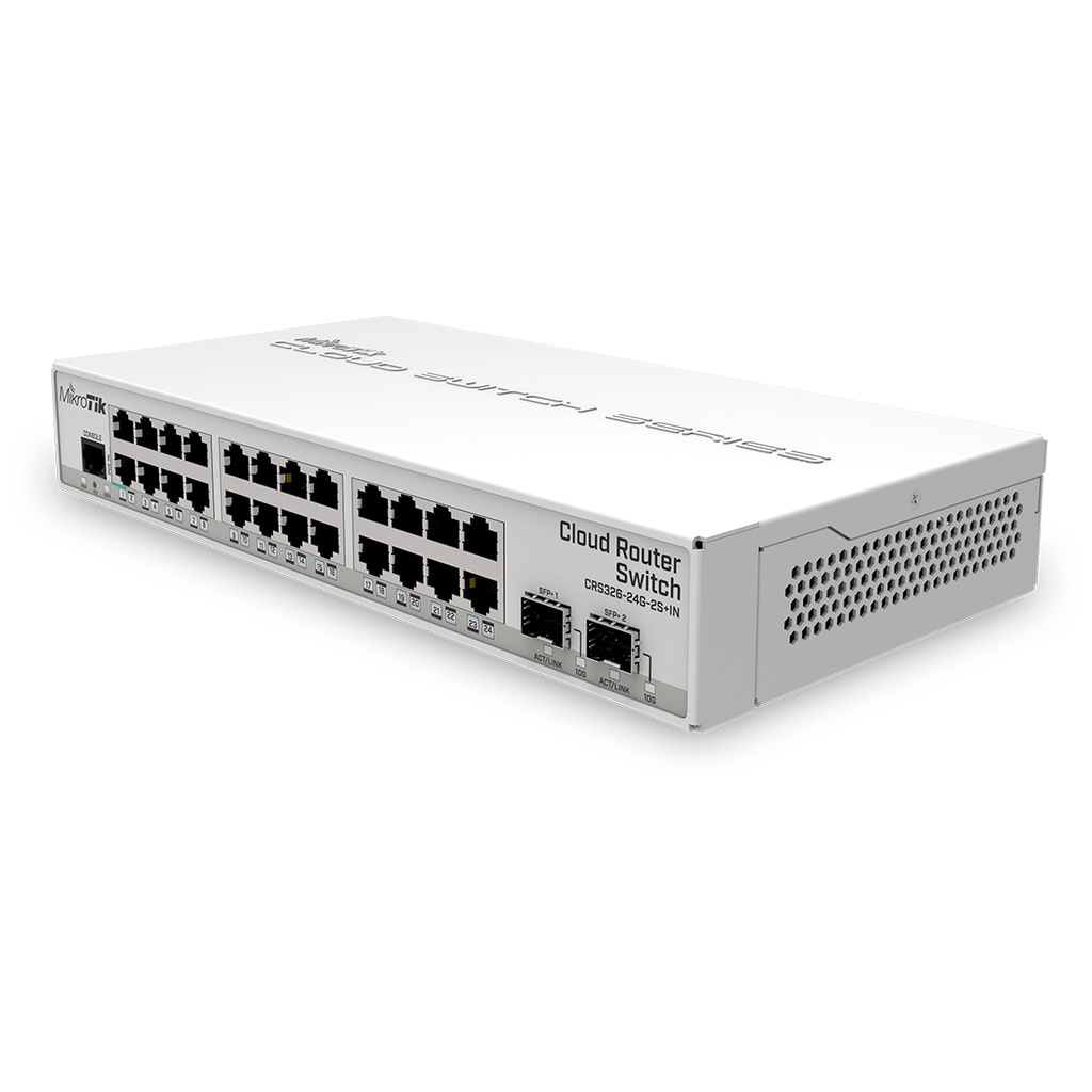 CRS326-24G-2S+IN, Switch 24 puertos SFP, 2 puertos SFP+ 10G