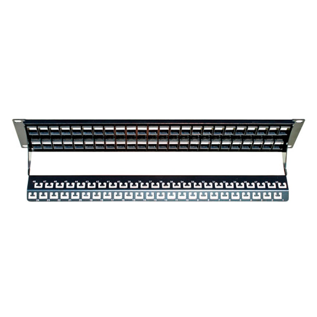 043-384/48/2U, Patch panel c/organizador posterior jacks vacio de 48 puertos