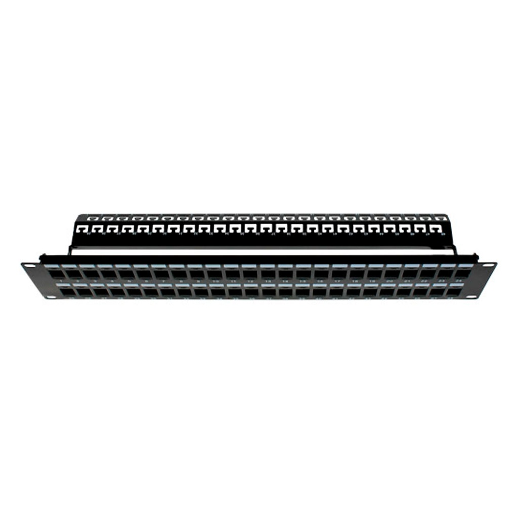 043-384/48/2U, Patch panel c/organizador posterior jacks vacio de 48 puertos