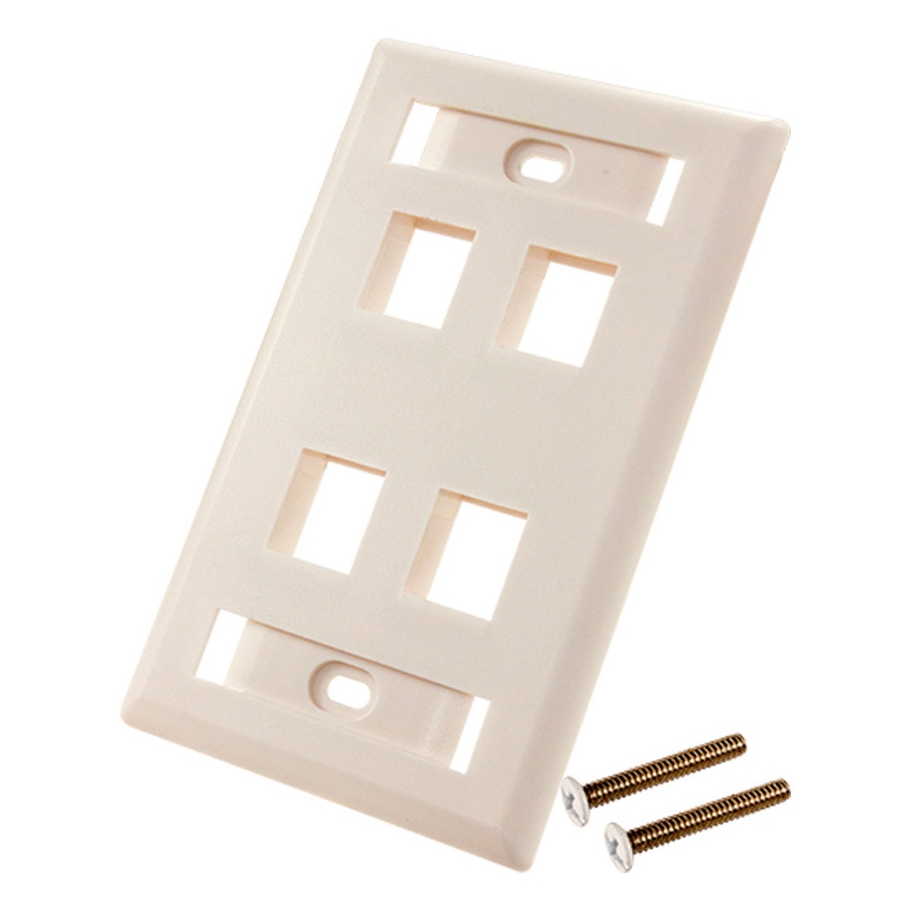 305-319ID/4P/WH, Placa de pared con 4 puertos y espacios para identificar, color blanco acabado mate