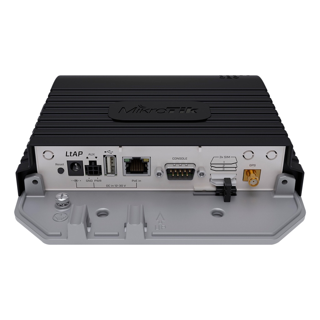 LtAP-2HnD&FG621-EA, LtAP LTE6 kit, Ruteador WiFi 2.4Ghz, GPS, 1 x GEth PoE-in, 2 Ranuras MiniPCI-e y 3 SIM, Modem LTE Cat6, RS232, USB, RouterOS L4