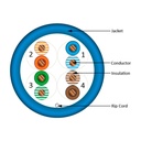 151-102/BL, Categoría 5E, 24 AWG, UTP, cobre desnudo sólido 8C, 350 MHz, clasificación vertical, cubierta de PVC,  azul , 1000 pies. Caja de acceso